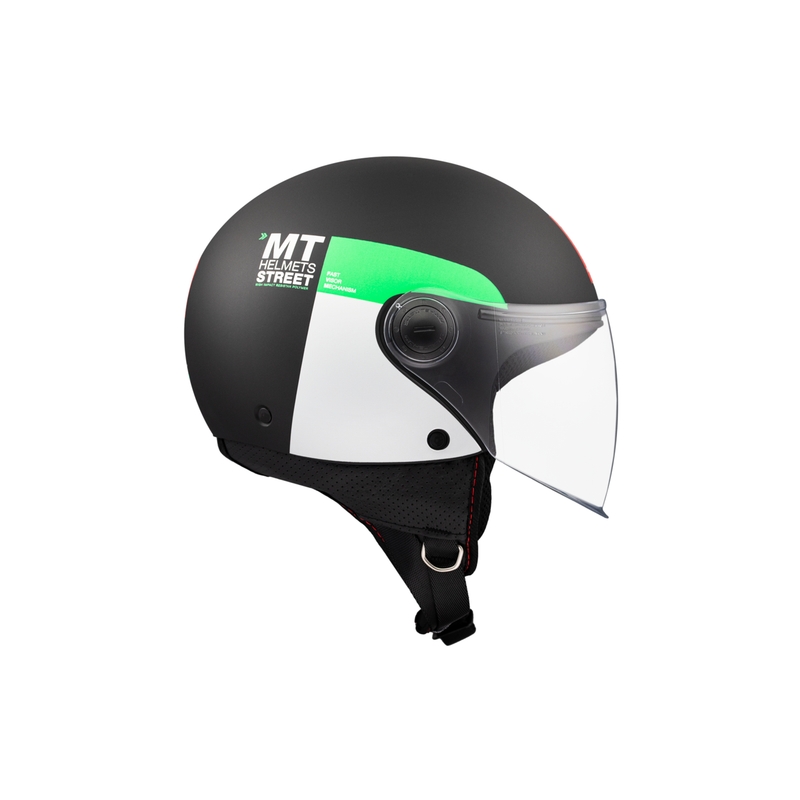 Casco moto aperto MT STREET INBOARD D6 nero-verde opaco
