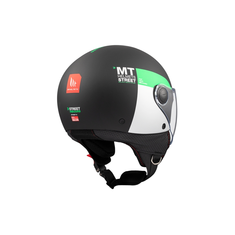 Casco moto aperto MT STREET INBOARD D6 nero-verde opaco