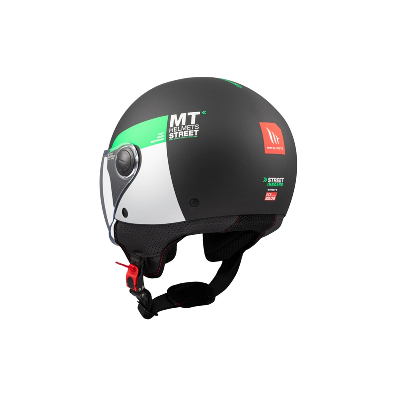 Casco moto aperto MT STREET INBOARD D6 nero-verde opaco