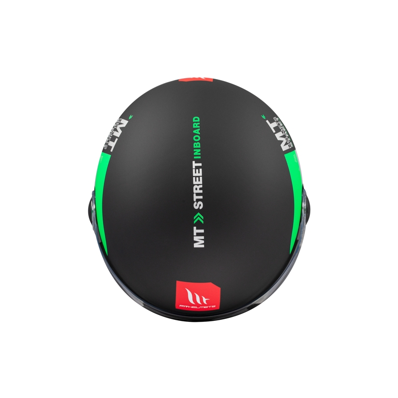 Casco moto aperto MT STREET INBOARD D6 nero-verde opaco