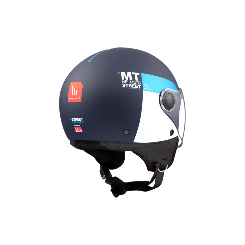 Casco moto aperto MT STREET INBOARD C7 blu-bianco opaco