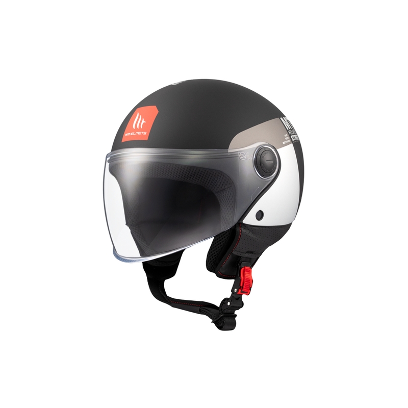 Casco da moto jet MT STREET INBOARD D2 nero opaco-argento