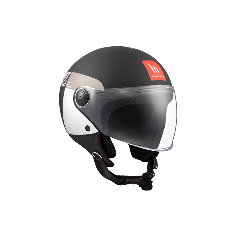 Casco da moto jet MT STREET INBOARD D2 nero opaco-argento