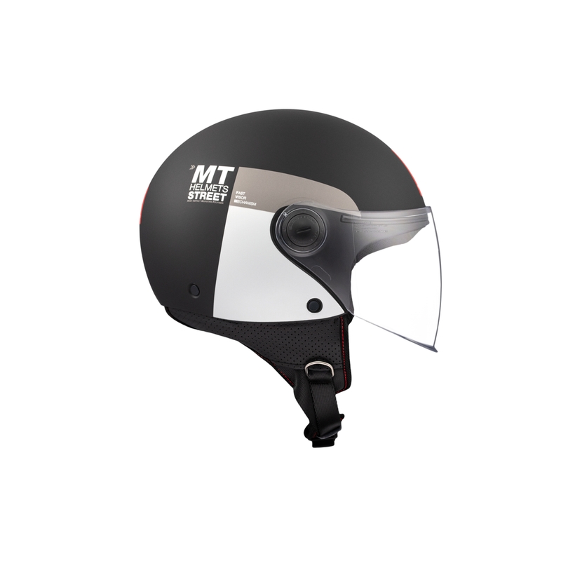 Casco da moto jet MT STREET INBOARD D2 nero opaco-argento