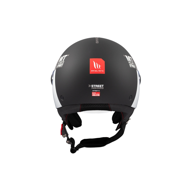 Casco da moto jet MT STREET INBOARD D2 nero opaco-argento