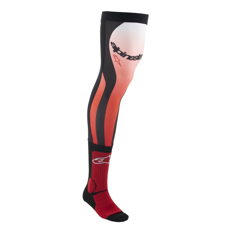 Alpinestars Calzini con ginocchiera Rosso Fluo Bianco Nero