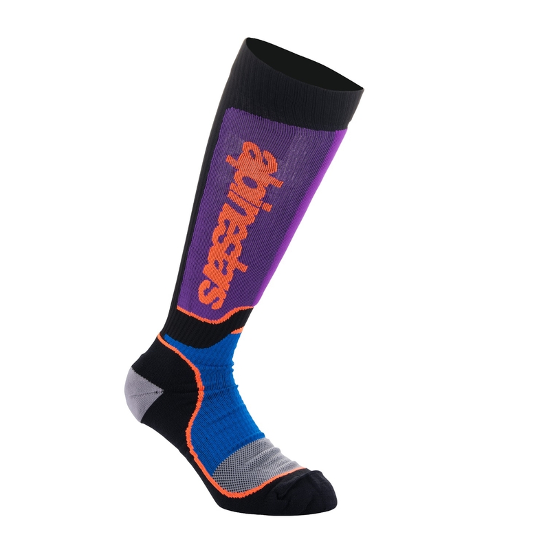 Calzini Alpinestars MX Plus Kids Nero-Arancione-Viola-Blu-Grigio