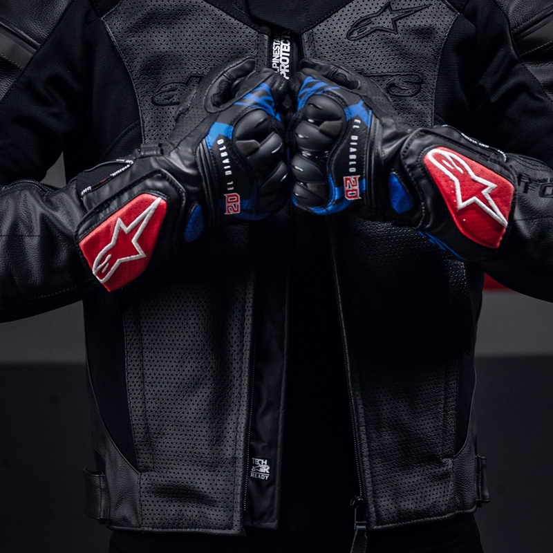 Guanti moto Alpinestars SP-8 3 Monster FQ20 nero-rosso-blu-bianco