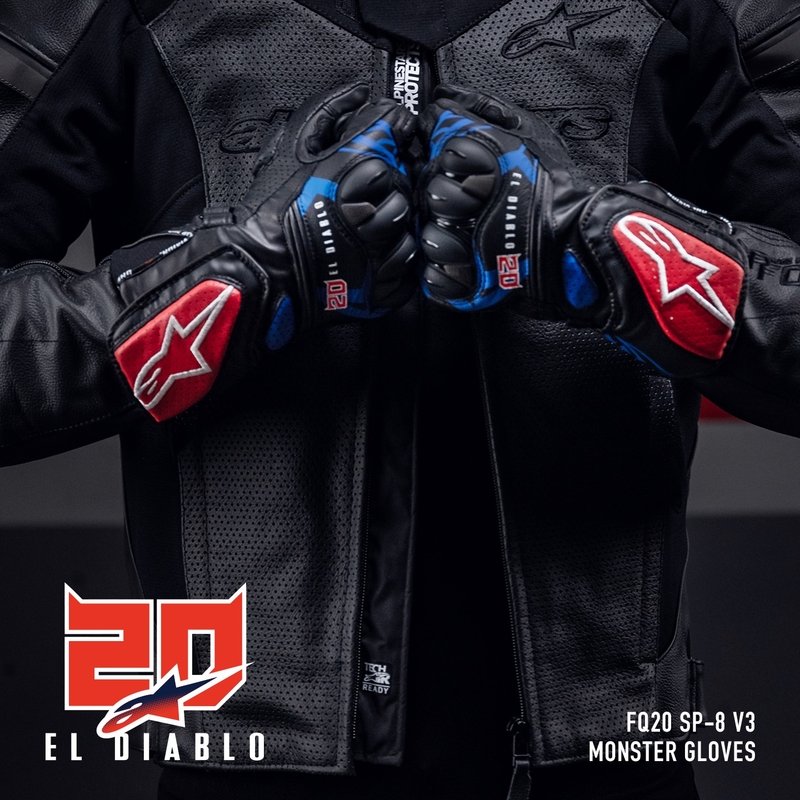 Guanti moto Alpinestars SP-8 3 Monster FQ20 nero-rosso-blu-bianco