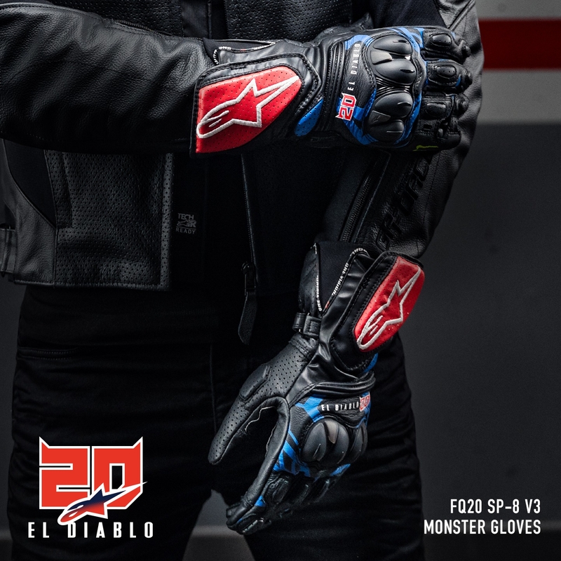 Guanti moto Alpinestars SP-8 3 Monster FQ20 nero-rosso-blu-bianco