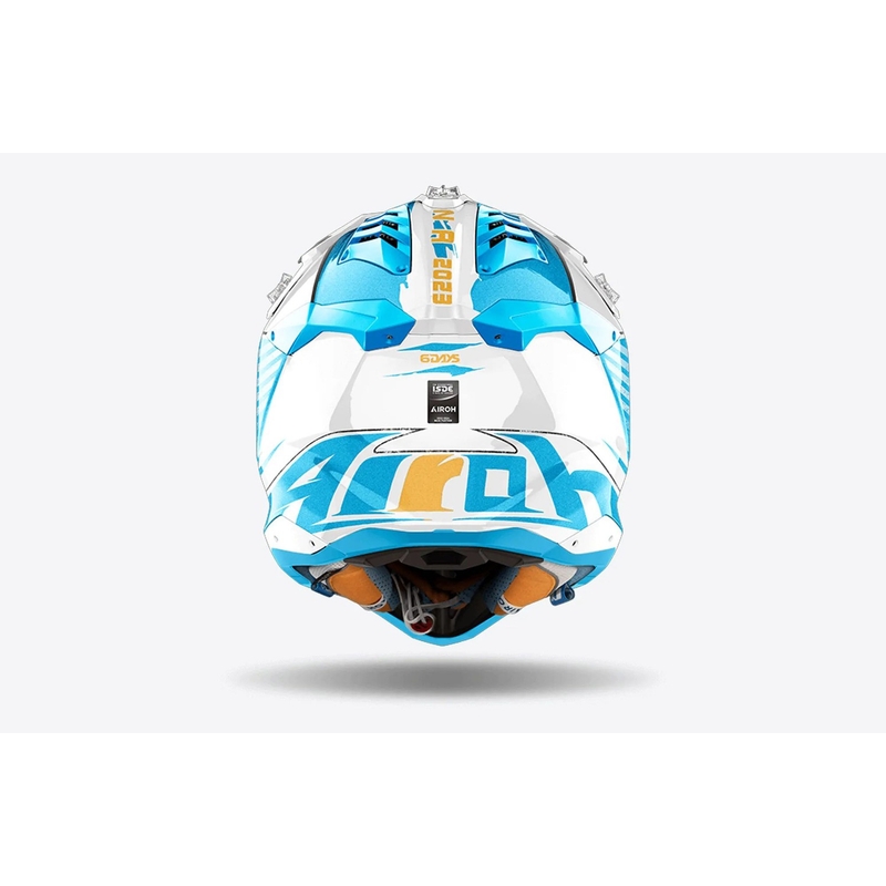 Casco da motocross Airoh Aviator 3 Six Days Argentina blu lucido