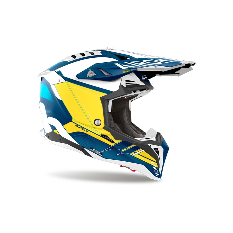 Casco da motocross Airoh Aviator 3 Saber blu opaco