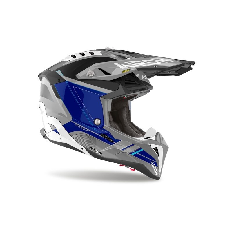Casco da motocross Airoh Aviator 3 Saber 2024 blu lucido