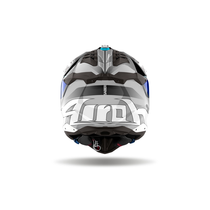Casco da motocross Airoh Aviator 3 Saber 2024 blu lucido