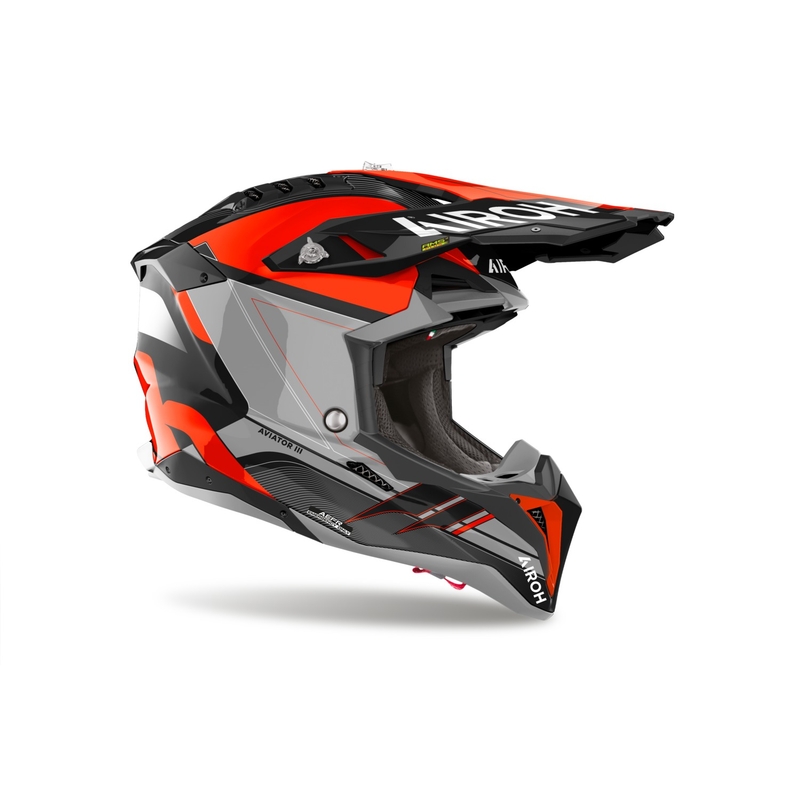 Casco da motocross Airoh Aviator 3 Saber 2024 arancione lucido