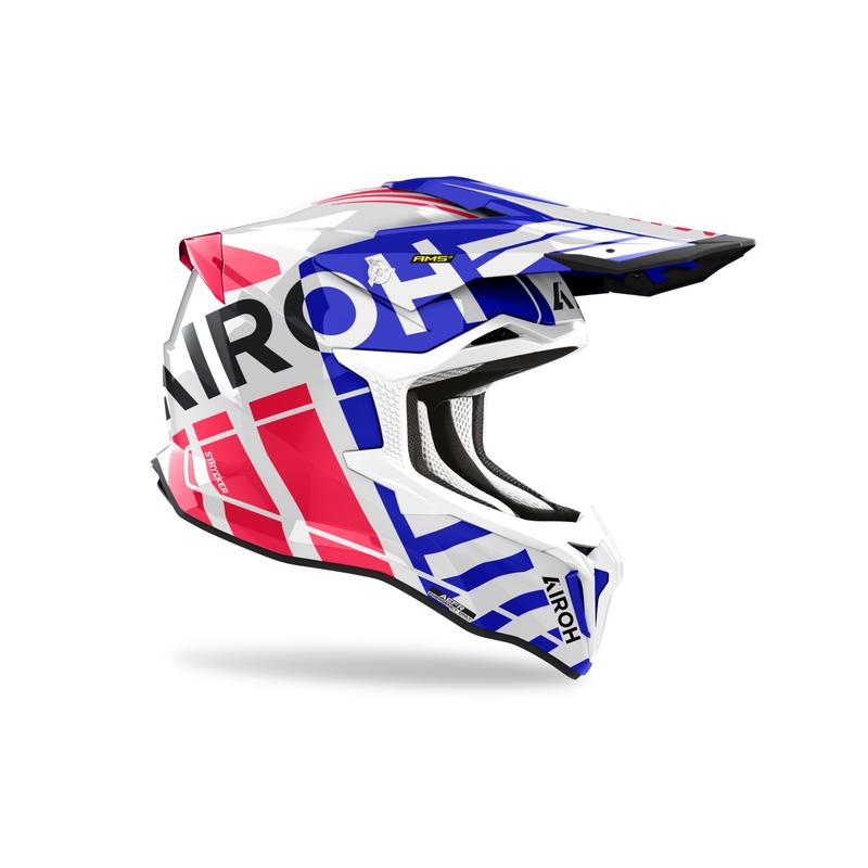 Casco da motocross Airoh Strycker Brave 2024 blu-rosso lucido Saldi
