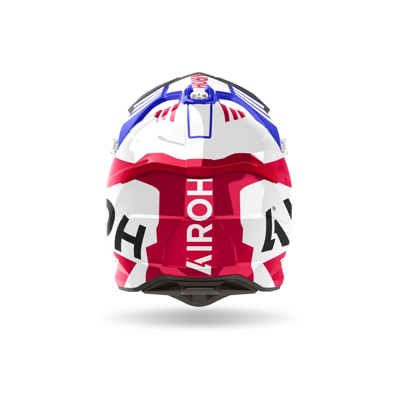 Casco da motocross Airoh Strycker Brave 2024 blu-rosso lucido Saldi