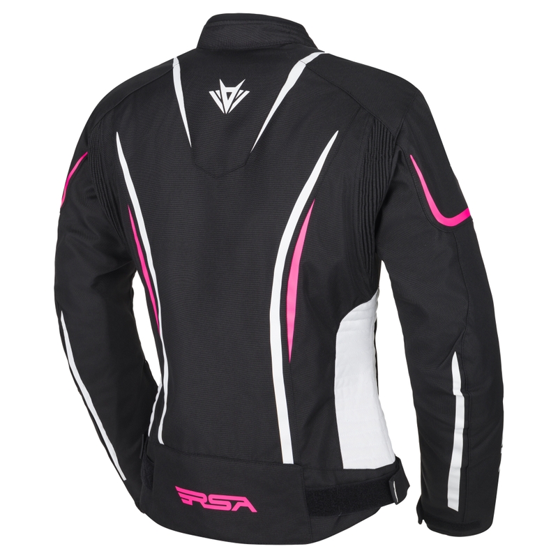 Giacca da motociclista da donna RSA Wasp, nera, rosa e bianca