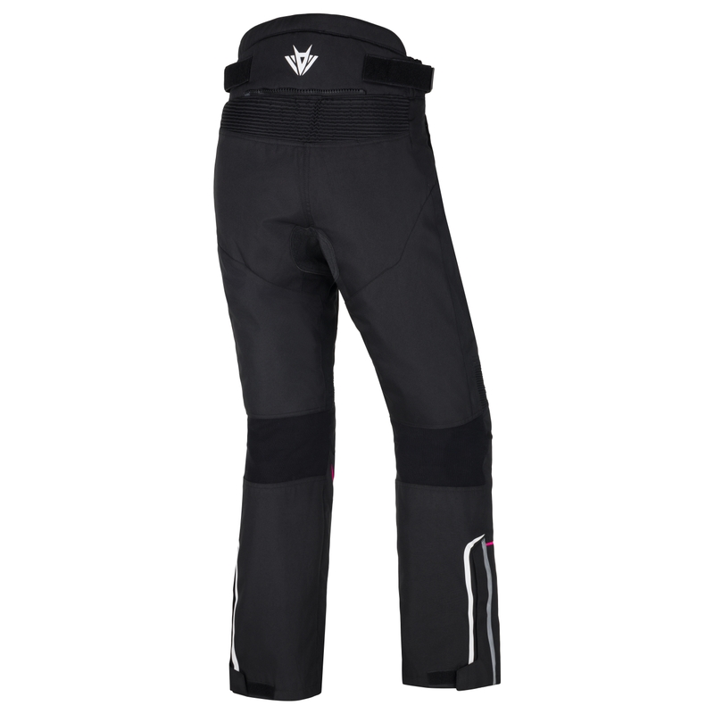 Pantaloni da moto RSA Wasp neri, bianchi e rosa da donna