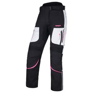 Pantaloni da moto RSA Wasp neri, rosa e bianchi da donna