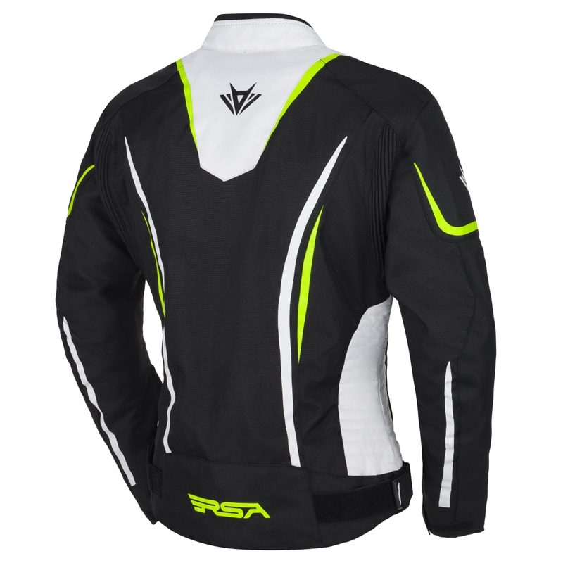 Giacca da moto da donna RSA Wasp bianco-nero-giallo fluo