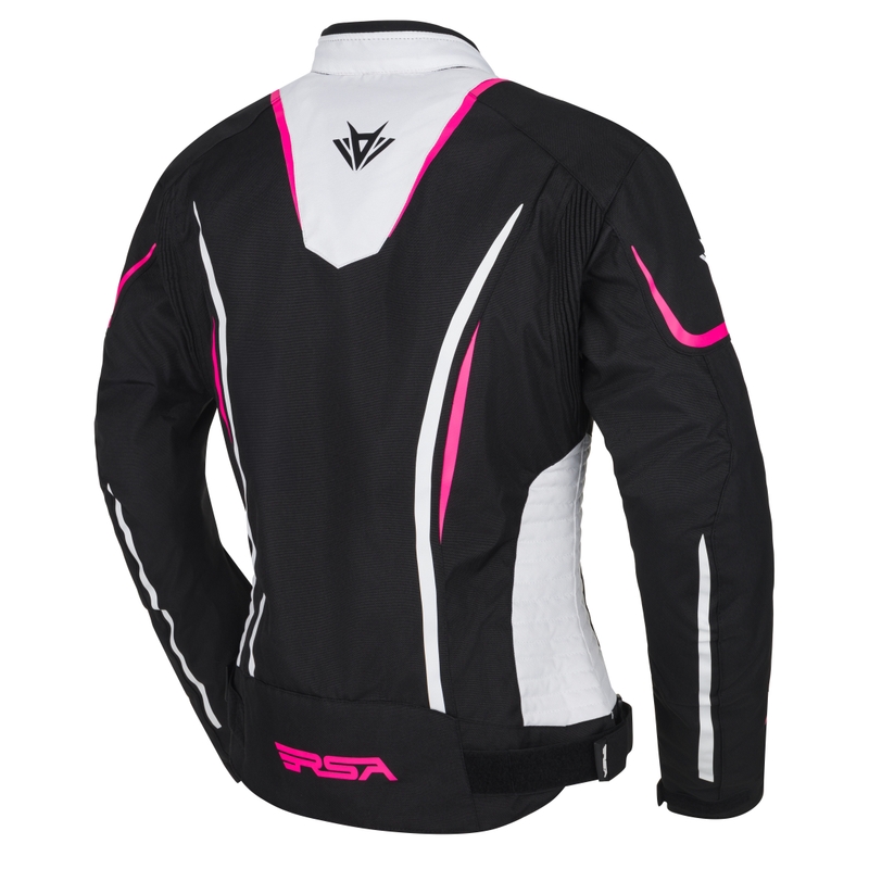 Giacca da motociclista da donna RSA Wasp bianco-nero-rosa
