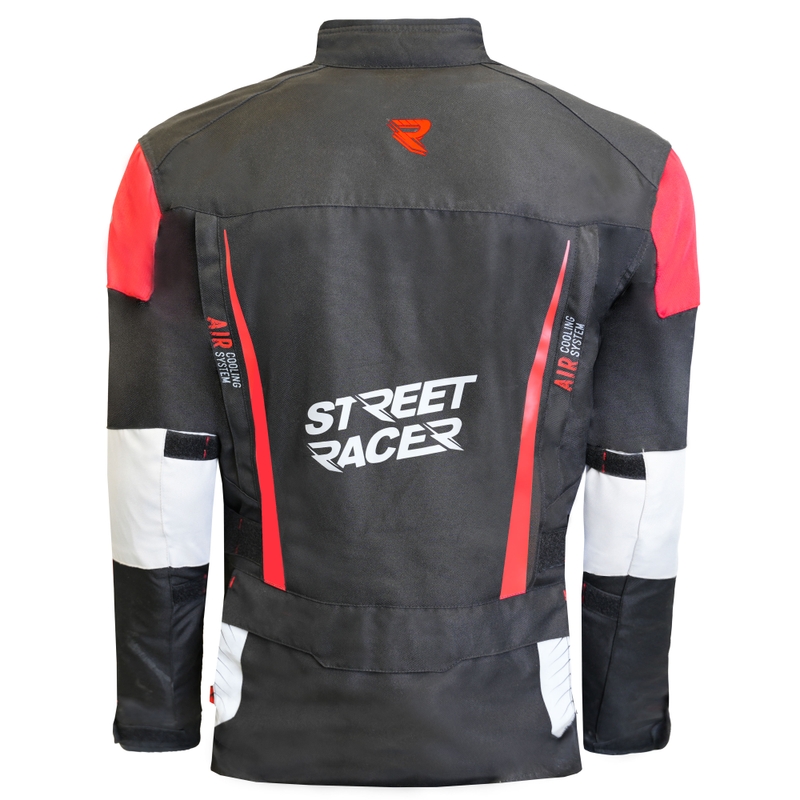 Giacca da moto Street Racer All Season nero-grigio-rosso