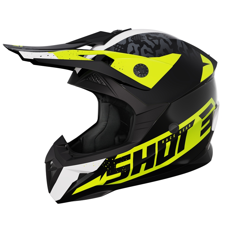 Casco da motocross per bambini Shot Pulse Airfit nero lucido-bianco-giallo fluo Saldi