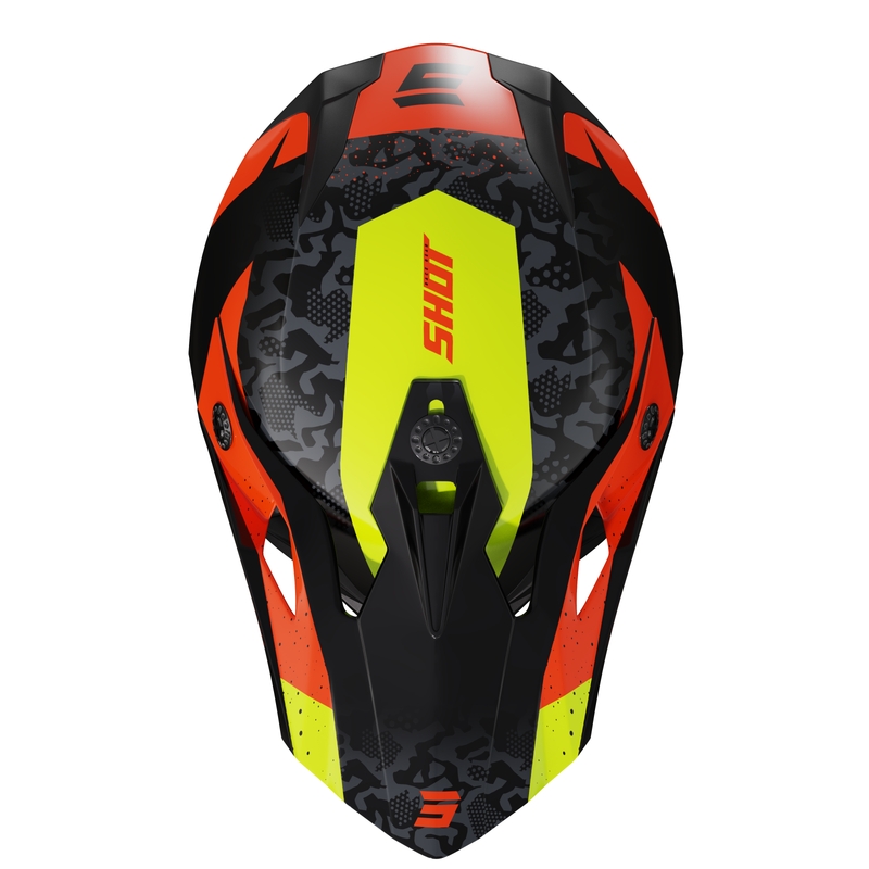 Casco da motocross per bambini Shot Pulse Airfit nero lucido-giallo fluo-arancio Saldi
