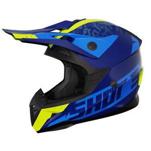Casco da motocross per bambini Shot Pulse Airfit blu lucido-giallo fluo Saldi