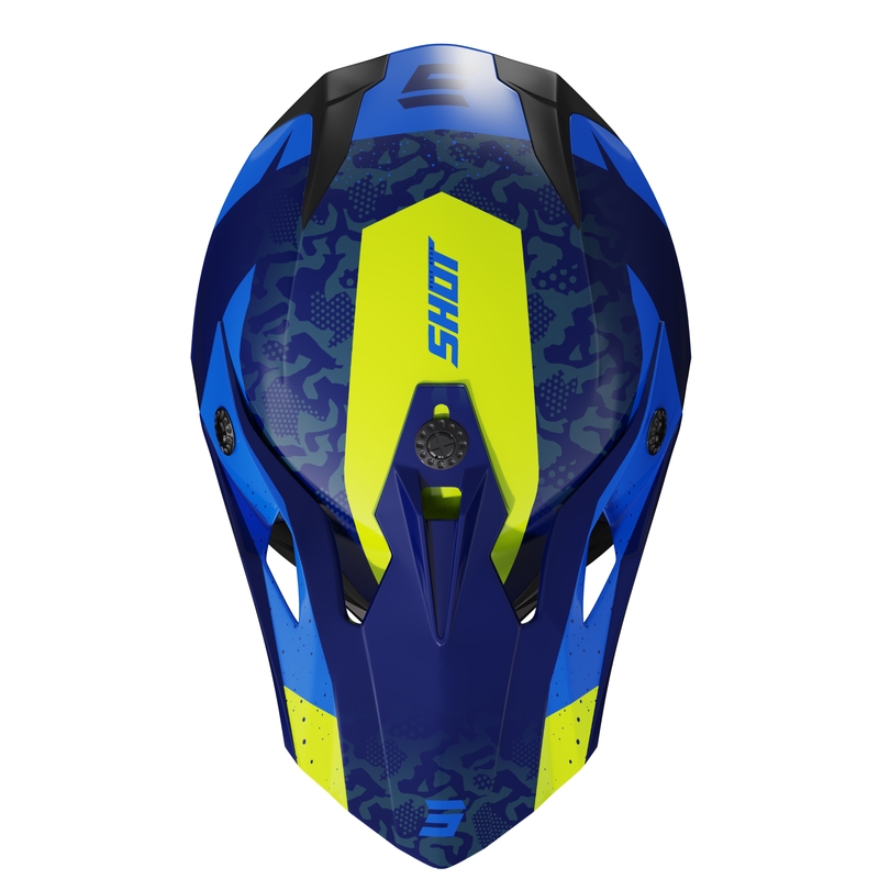 Casco da motocross per bambini Shot Pulse Airfit blu lucido-giallo fluo Saldi