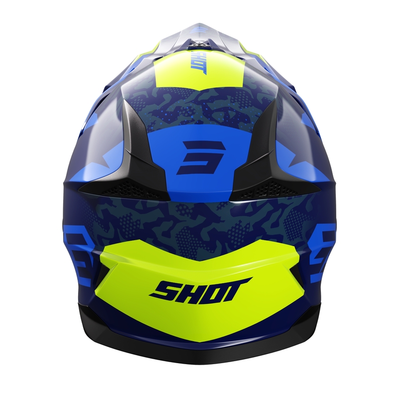Casco da motocross per bambini Shot Pulse Airfit blu lucido-giallo fluo Saldi