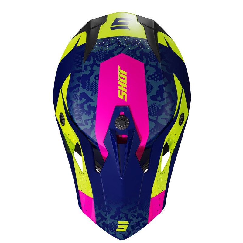 Casco da motocross per bambini Shot Pulse Airfit blu lucido-giallo fluo-rosa Saldi