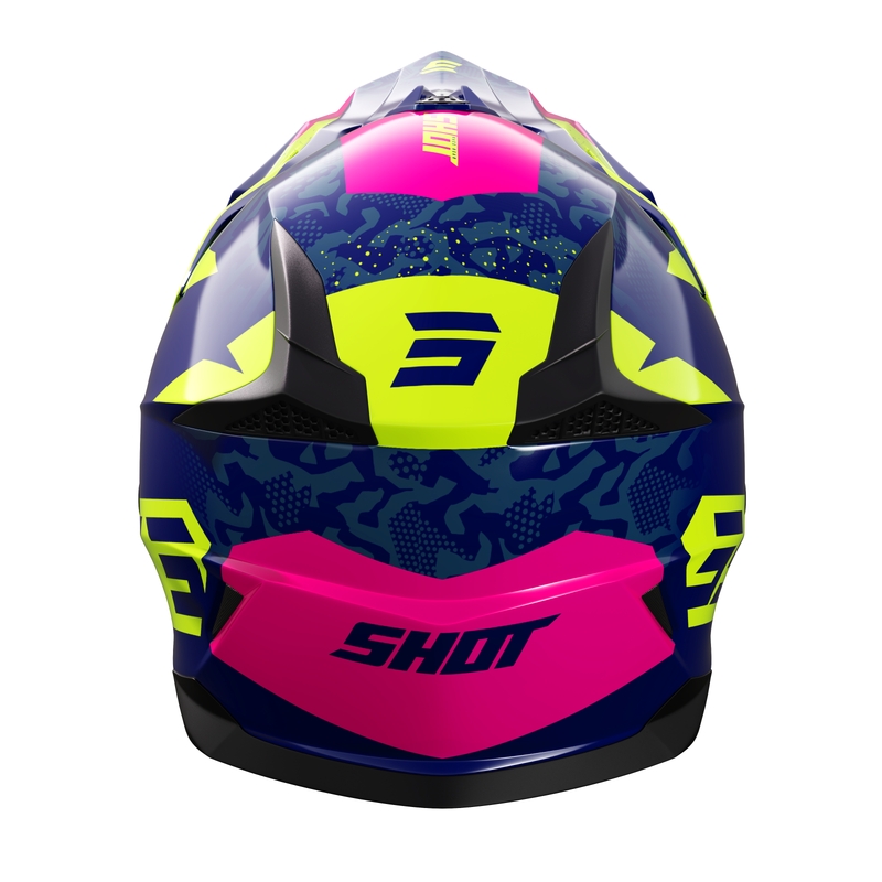 Casco da motocross per bambini Shot Pulse Airfit blu lucido-giallo fluo-rosa Saldi