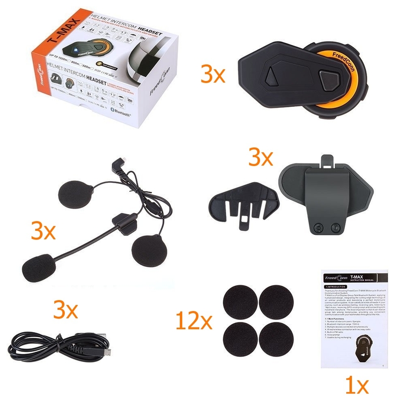 Set di 3 interfono Bluetooth T-MAX