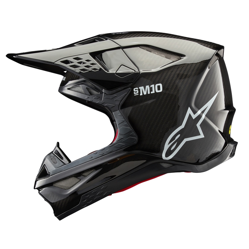 Alpinestars Supertech S-M10 Casco da motocross in carbonio massiccio lucido