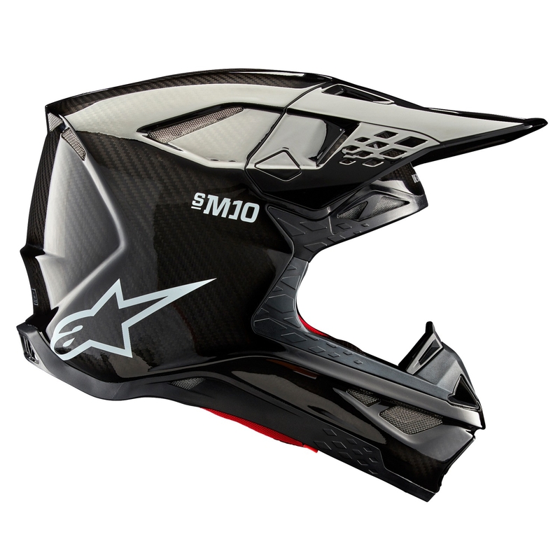 Alpinestars Supertech S-M10 Casco da motocross in carbonio massiccio lucido
