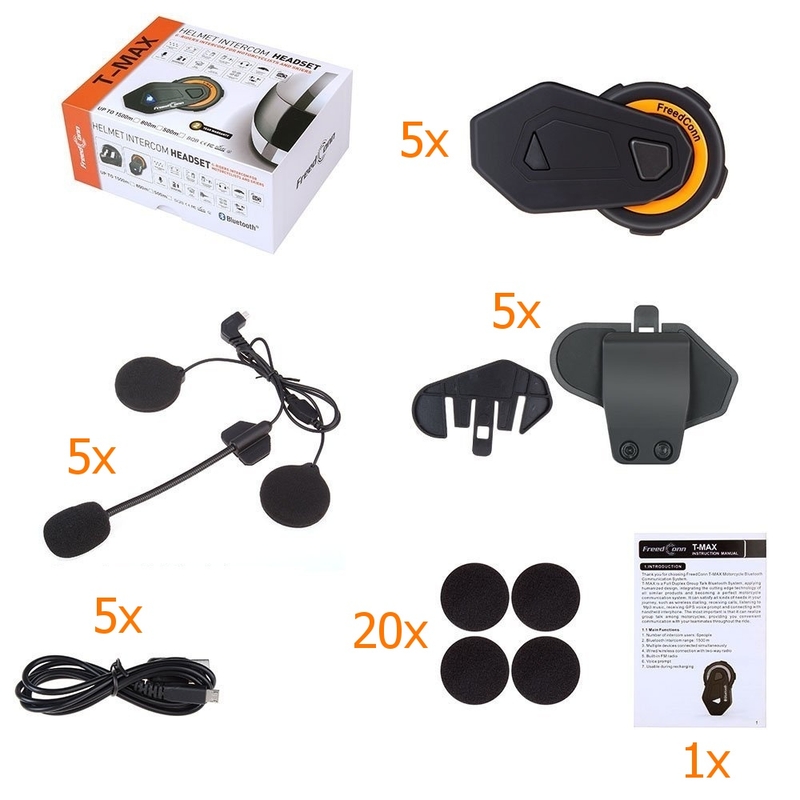 Set di 5 interfono Bluetooth T-MAX