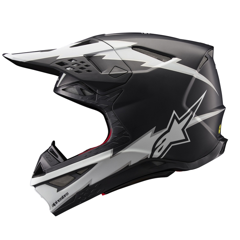 Casco da motocross Alpinestars Supertech S-M10 Ampress nero opaco e bianco