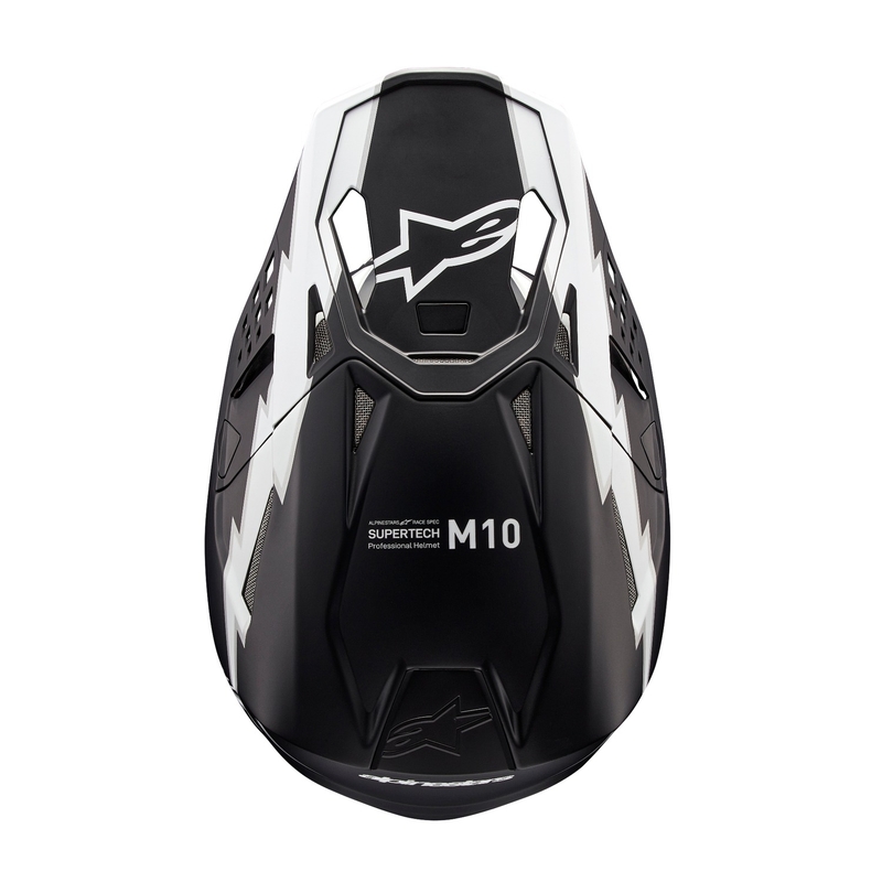 Casco da motocross Alpinestars Supertech S-M10 Ampress nero opaco e bianco