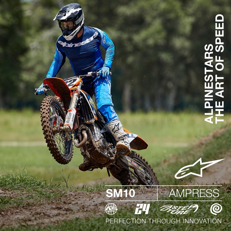 Casco da motocross Alpinestars Supertech S-M10 Ampress nero opaco e bianco