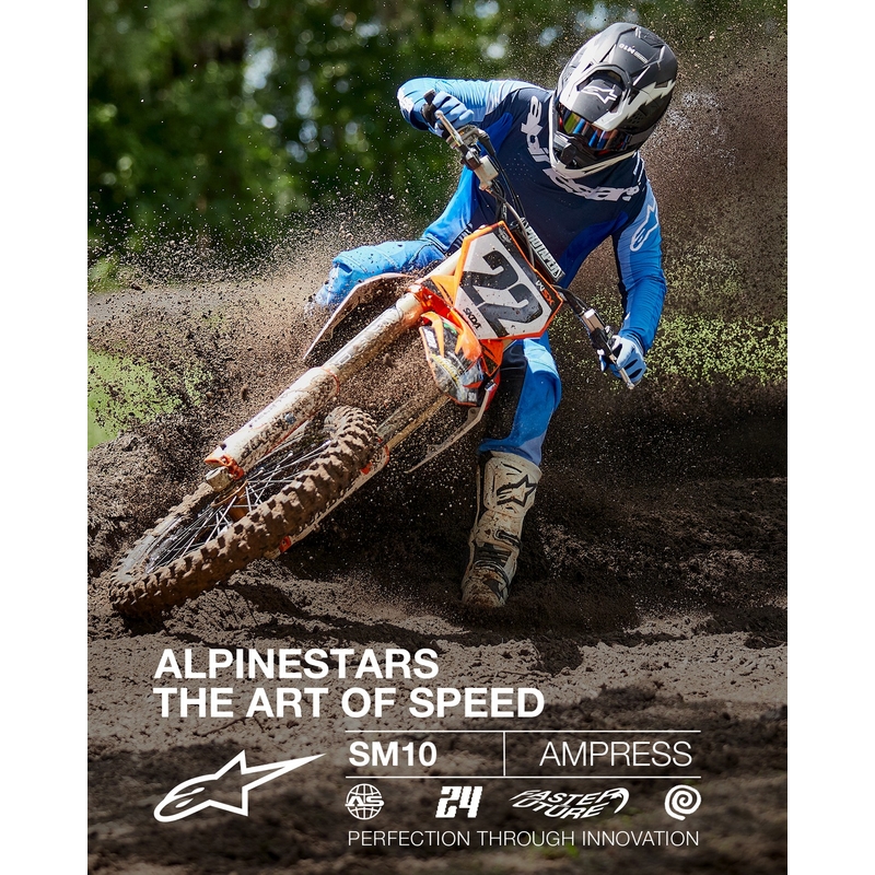 Casco da motocross Alpinestars Supertech S-M10 Ampress nero opaco e bianco