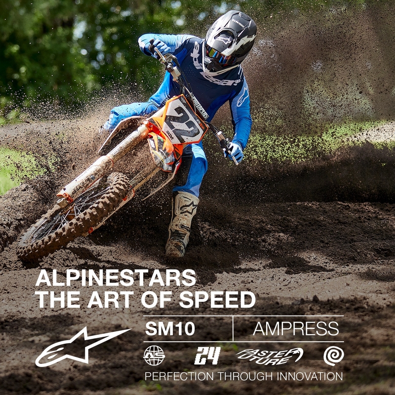 Casco da motocross Alpinestars Supertech S-M10 Ampress nero opaco e bianco