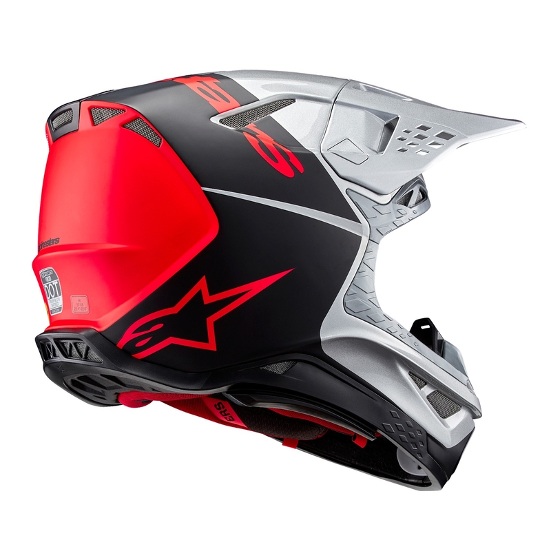 Alpinestars Supertech S-M10 Flood casco motocross opaco argento-nero-arancio fluo