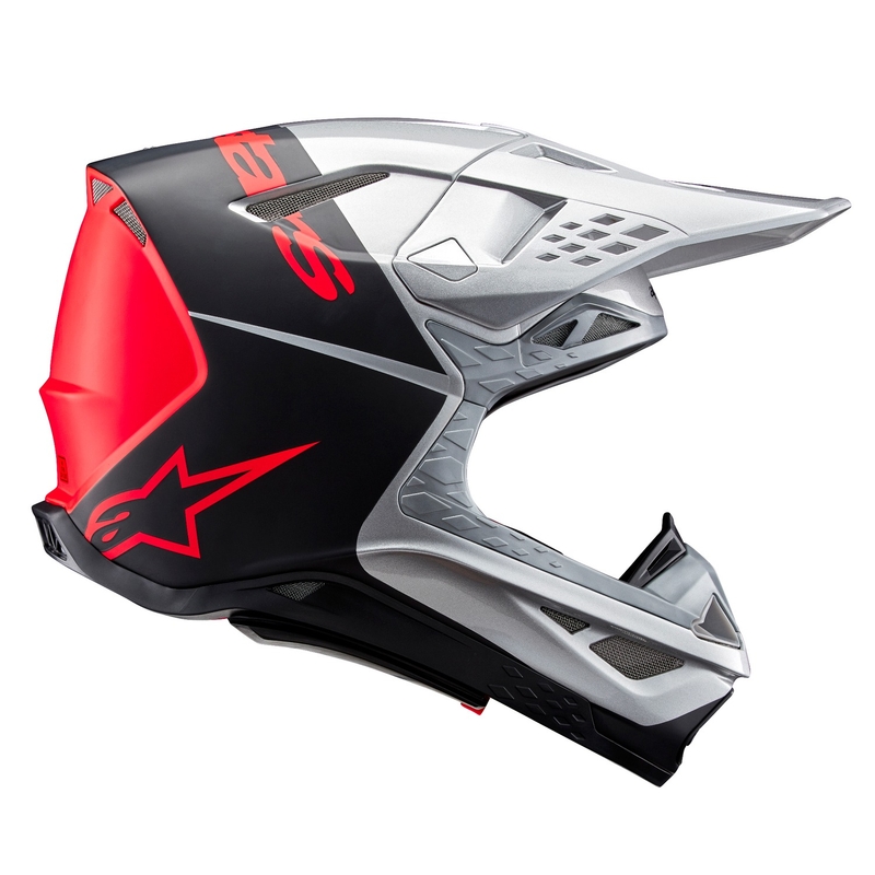 Alpinestars Supertech S-M10 Flood casco motocross opaco argento-nero-arancio fluo