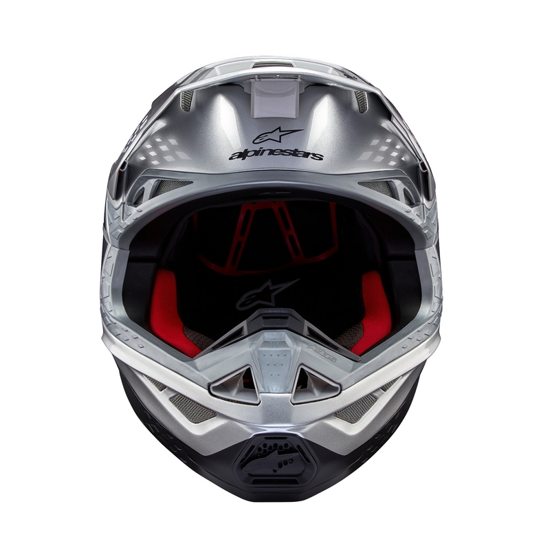 Alpinestars Supertech S-M10 Flood casco motocross opaco argento-nero-arancio fluo