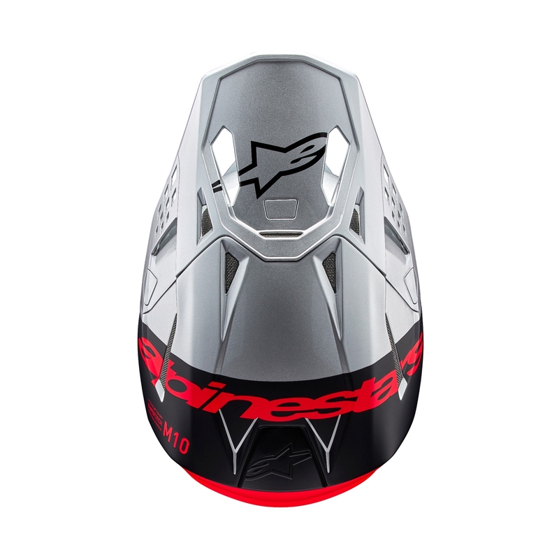 Alpinestars Supertech S-M10 Flood casco motocross opaco argento-nero-arancio fluo