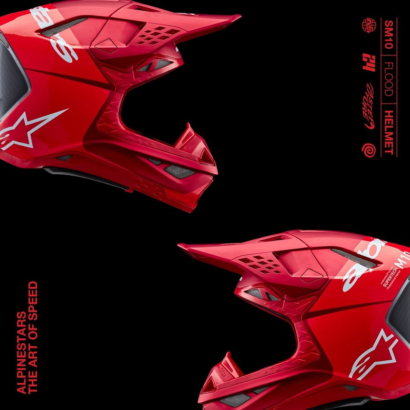 Alpinestars Supertech S-M10 Flood casco da motocross rosso fluo opaco
