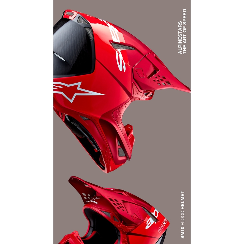 Alpinestars Supertech S-M10 Flood casco da motocross rosso fluo opaco
