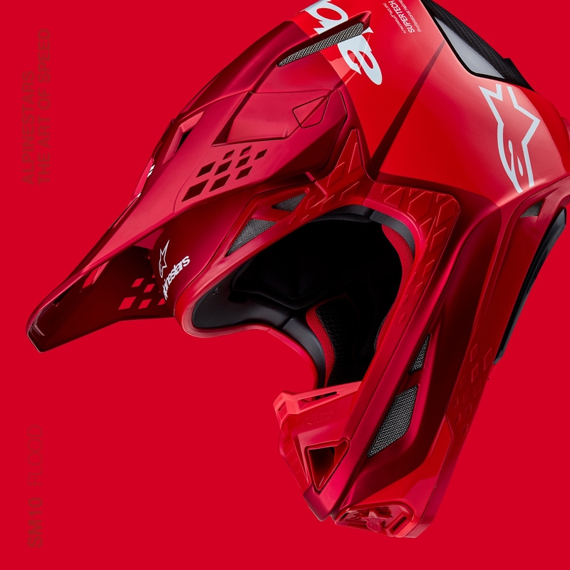 Alpinestars Supertech S-M10 Flood casco da motocross rosso fluo opaco